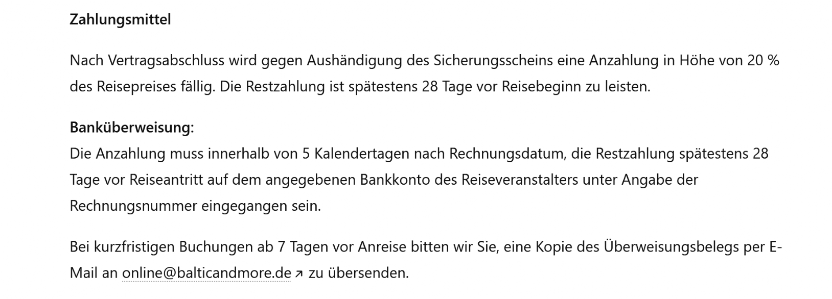 Zahlungsarten bei Balticandmore.de